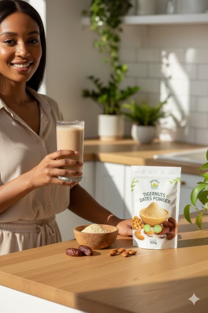 tigernut & dates powder with bitterkola traditional powder
