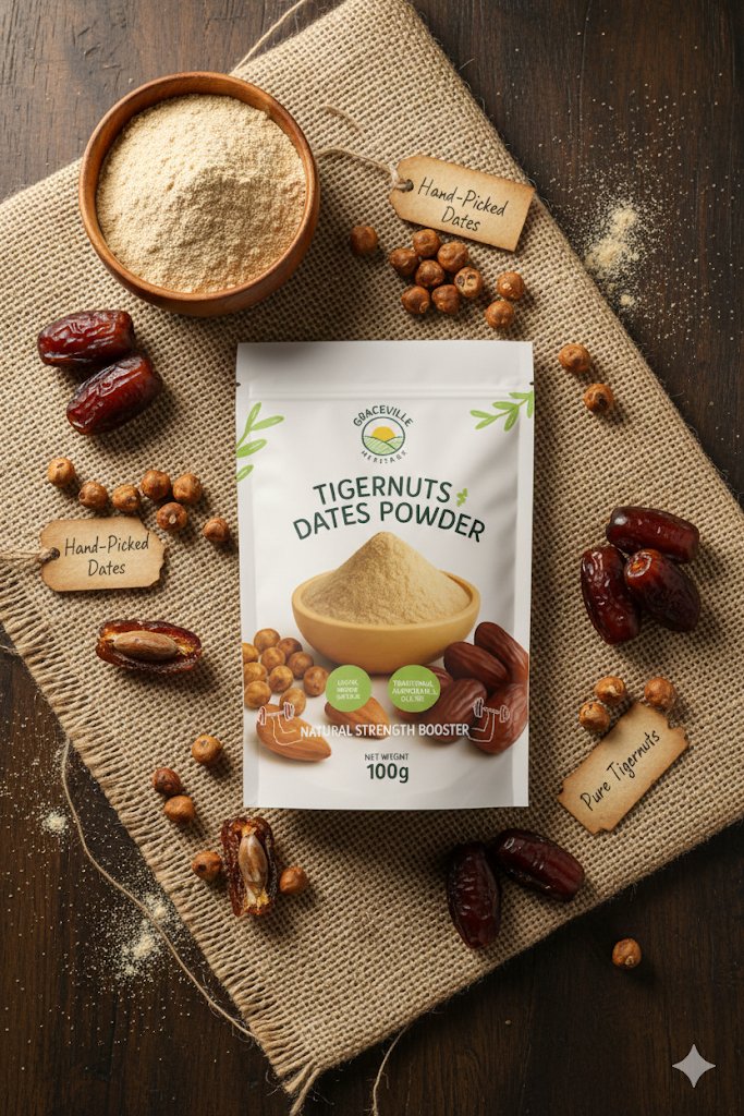 tigernut & dates powder with bitterkola traditional powder